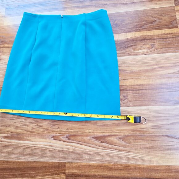 Banana Republic Skirt 6 Turquoise Mini Poly Rayon Spandex Stretch Lined - Picture 6 of 9
